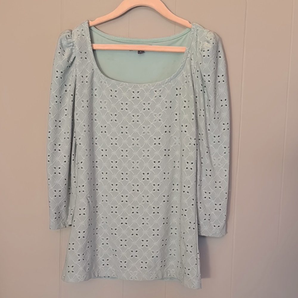 Girl’s Sage Green Eyelet Blouse
